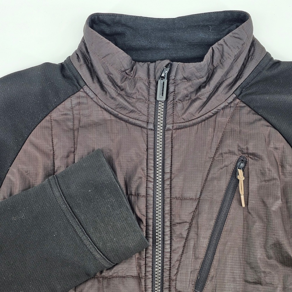 Smartwool Hybrid Jacket Mens Medium Brown Black Quilted Merino Wool Full Zip